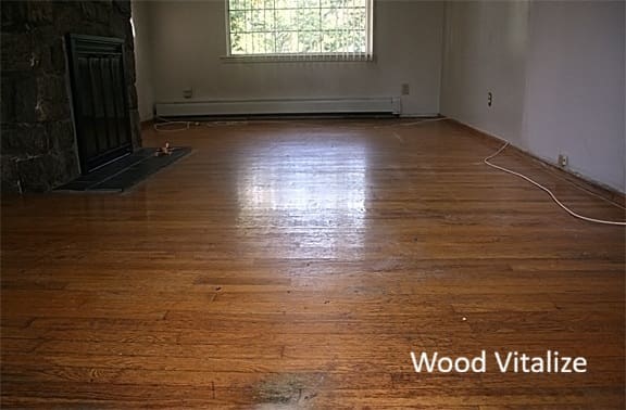 Dark worn oak hardwood floors before sanding and refinishing in Brooklyn Heights NY