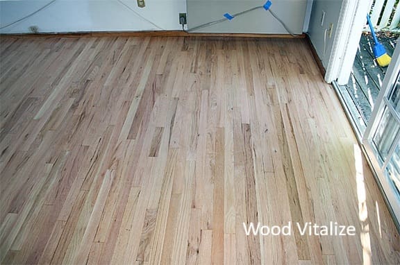 Oak hardwood floor refinished to a light natural finish in Brooklyn Heights NY