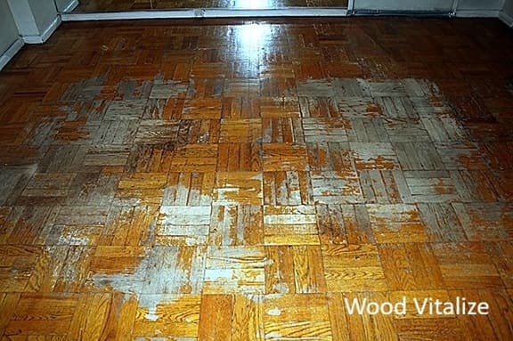 damaged parquet hardwood floor spot repair areas worn finish park slope brooklyn 11217