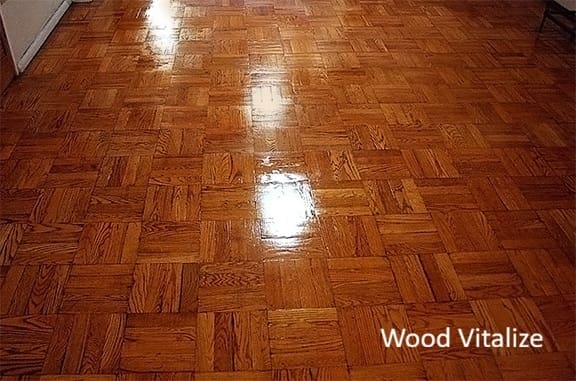 restored parquet hardwood floor after spot repair color matching recoating park slope brooklyn 11217