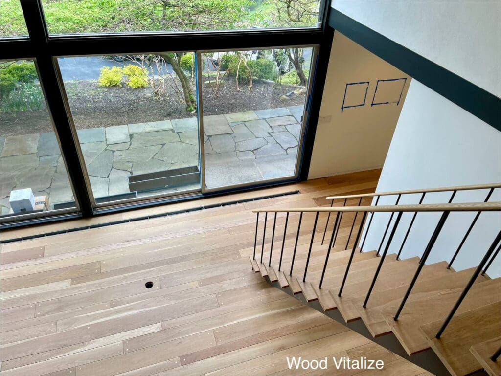 hardwood floor refinishing Bronxville NY with UV-cured matte finish and natural light oak flooring