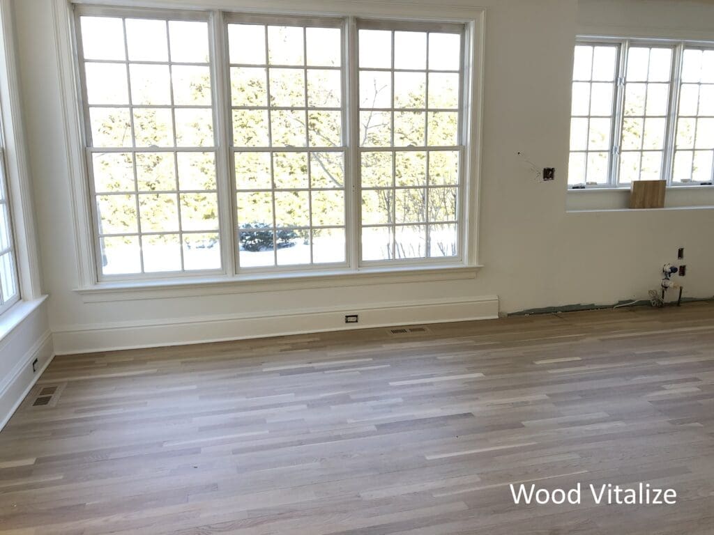 Natural hardwood floor finish near windows in Douglaston Queens NY