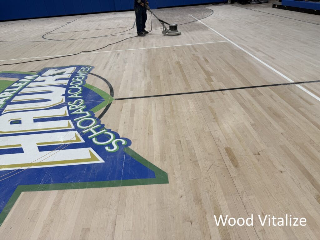 basketball court screening recoating nyc hardwood gym floor process